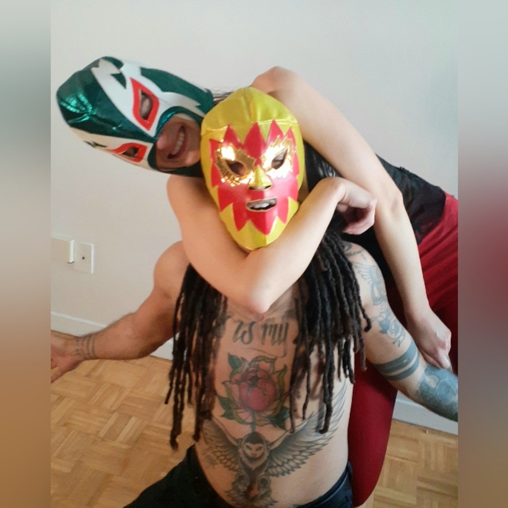 Lucha Libre luchador mask in vibrant green, white, and red - Picture 12 of 14